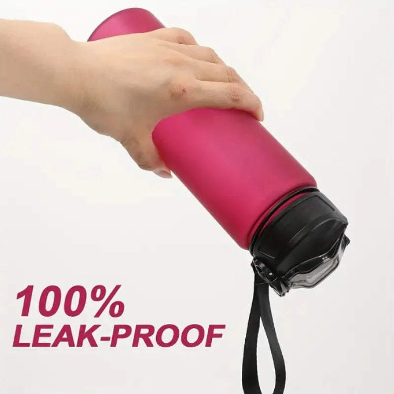 Large Capacity Grinkwell Frosted Sports Water Bottle-Leakproof,BPA-Free PC with Silicone Straw & Carrying Rope