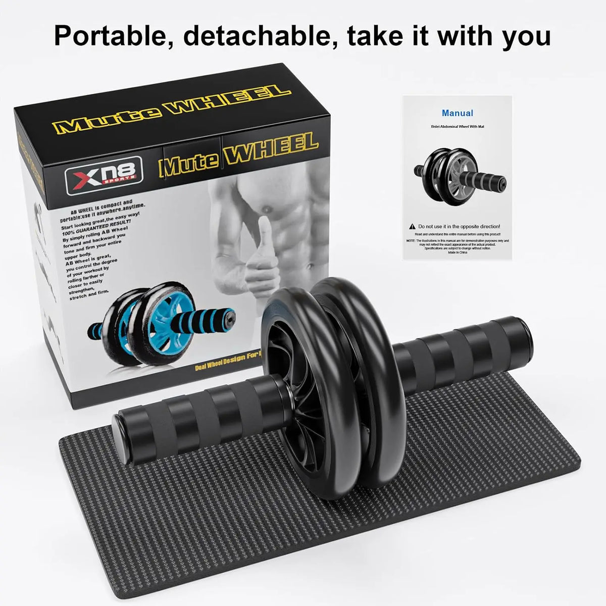 Abdominal Wheel, Ab Roller for Abdominal Exercise Machine, Abs Workout Equipment, Core Strengthening Trainer Fitness Belly Training, Entrainement maison equipement.accessories gym stuff