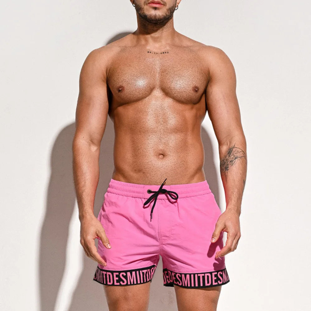 Beach Shorts Summer Mens Sports Swim Trunks Gym Training Shorts Quick-Drying Lightweight Letters Edge Trendy 2024 Shorts New