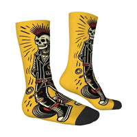 Punk Skull Motorcycle Fashion Print Men's Socks Durable Soft and Skin-Friendly Socks Street Style Retro Harajuku Style Socks