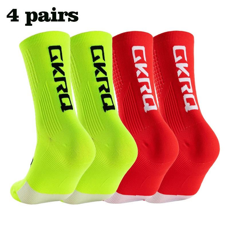 GKRQ 4pairs 2023 New Cycling Socks Bike Nurse Compression Road Bike Running Mtb Knee-high White Sports Funny Brand Black