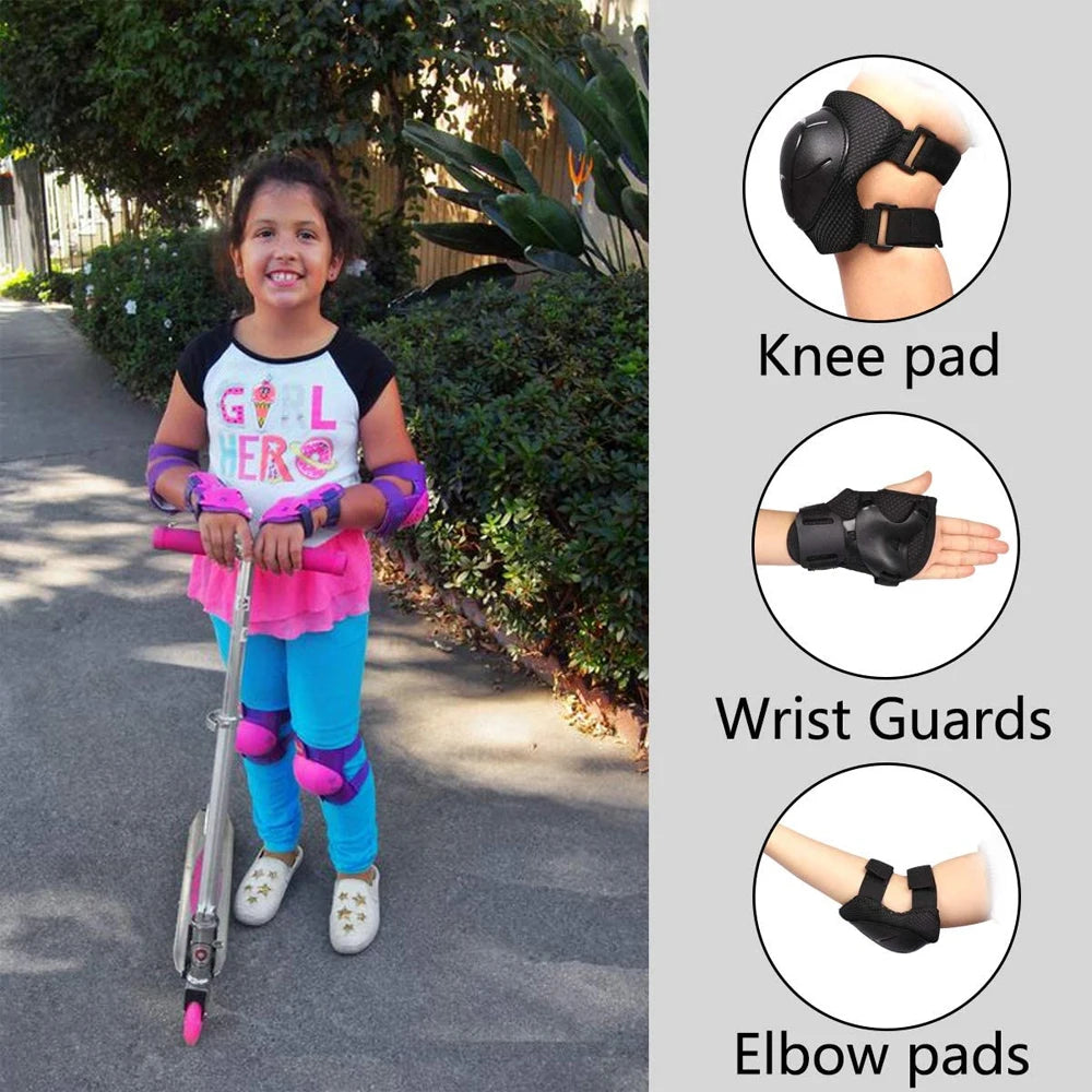 6Pcs/Set Protective Gears Set for Kids Children Knee Pad Elbow Pads Wrist Guards Child Safety Protector Kit for Cycling Skating
