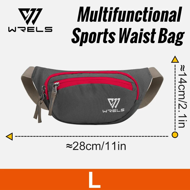 WRELS Running Waist Belt Bag Sport Multifunctional Ultralight Bounce Free Running Waist Pack Waterproof Fitness Mobile Phone Bag