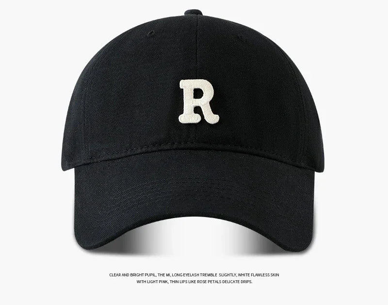 2025 Large Head Circumference Baseball Cap Men's /Women's Dome Hat Soft Top Cap 60/65cm Sun Protection  Letter R Hat Adult Caps