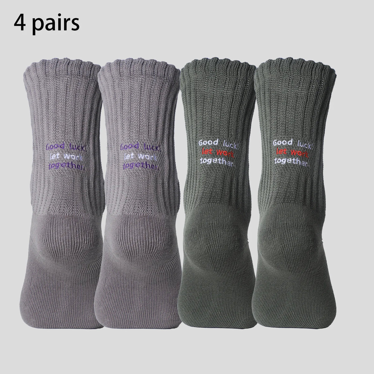 4 Pairs Men's Cotton Work Socks Cushioned Long Running Breathable Ankle Crew Socks Casual Socks for Men Cycling Socks