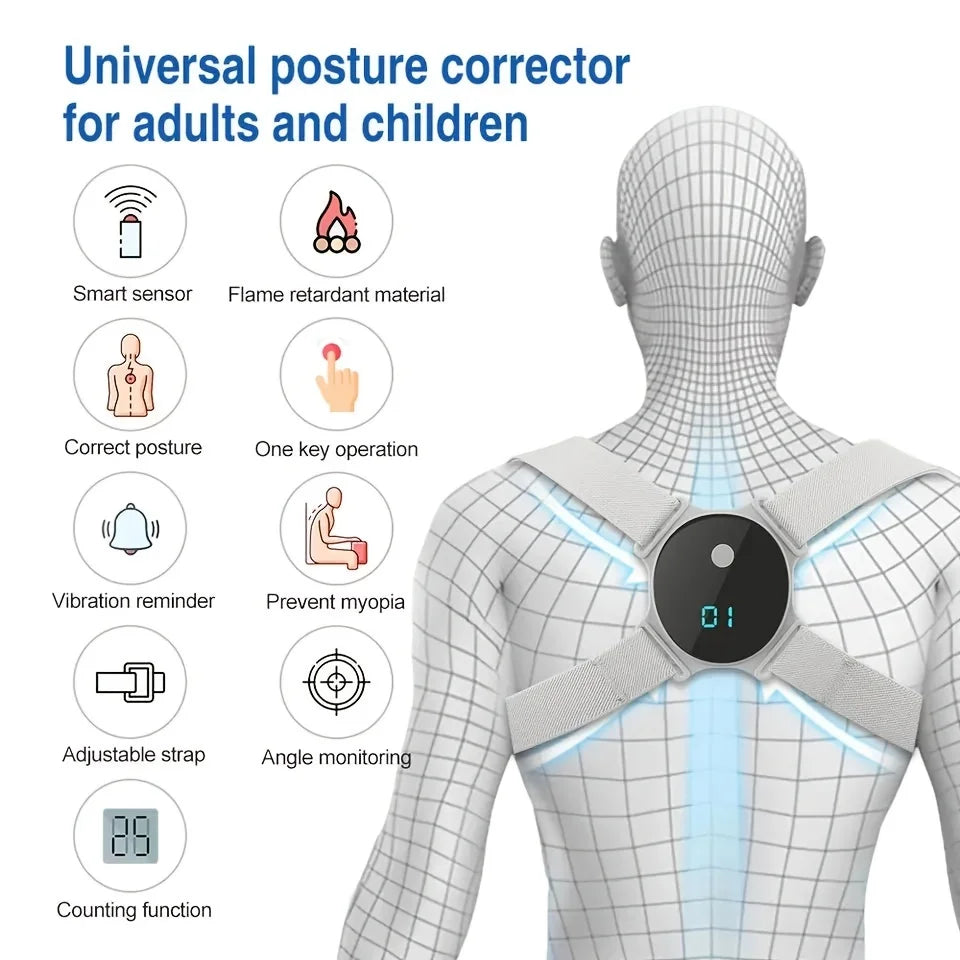 Smart Electric Posture Corrector Back Brace Support Belt USB Rechargeable Lumbar Spine Alignment Vest for Office Workers