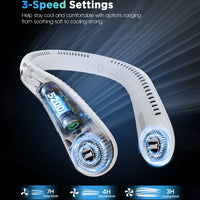 Neck Fan Bladeless, USB Rechargeable Hanging Wearable Fan, LED Display Ultra Quiet Hands-Free Cooler, Summer Gift for Travel Office Sports