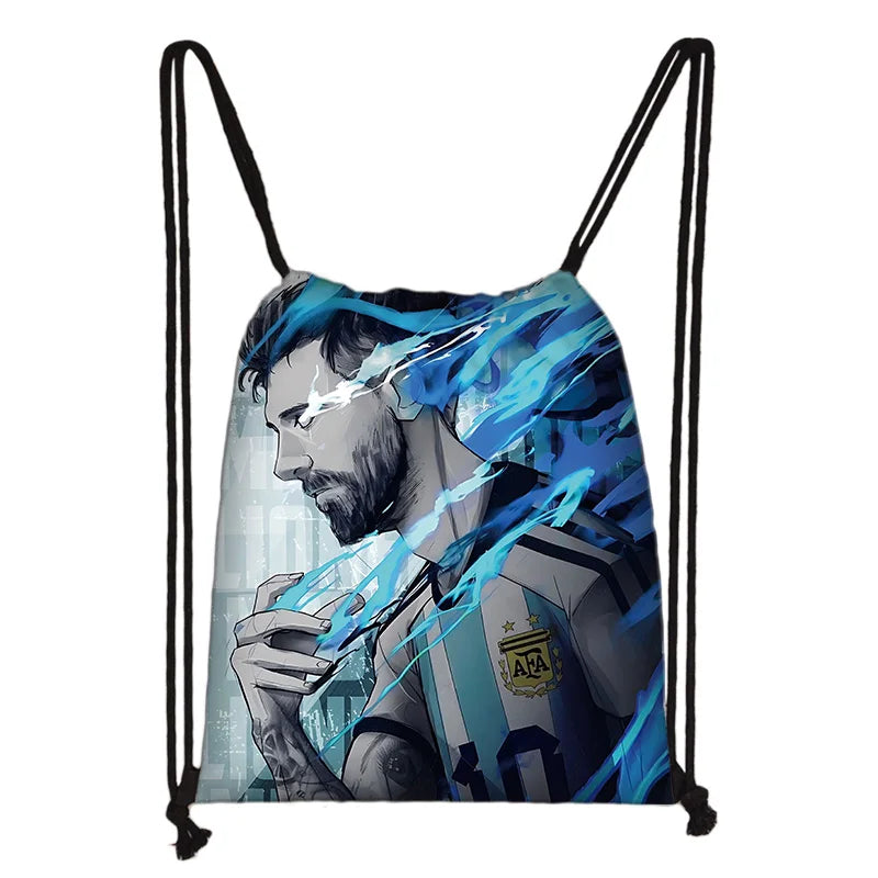 Child Printed Drawstring for s Football L-LionelS M-MessiS Shopping Bag Men Women Football Sports Gym Storage Yoga Backpack
