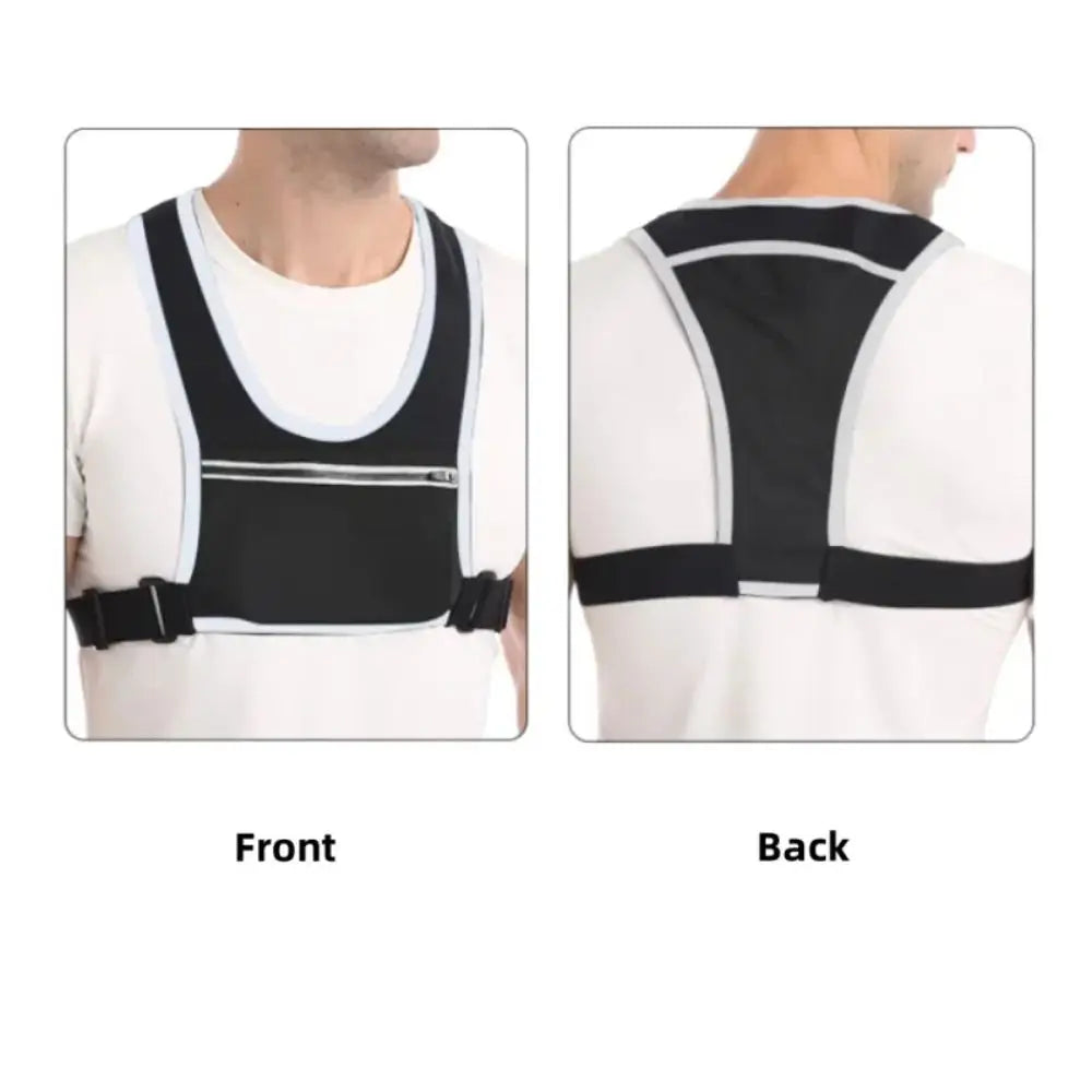 Jogging Hiking Running Chest Bags Zipper Pocket Adjustable Strap Reflective Running Vest Key Pocket Phone Holder