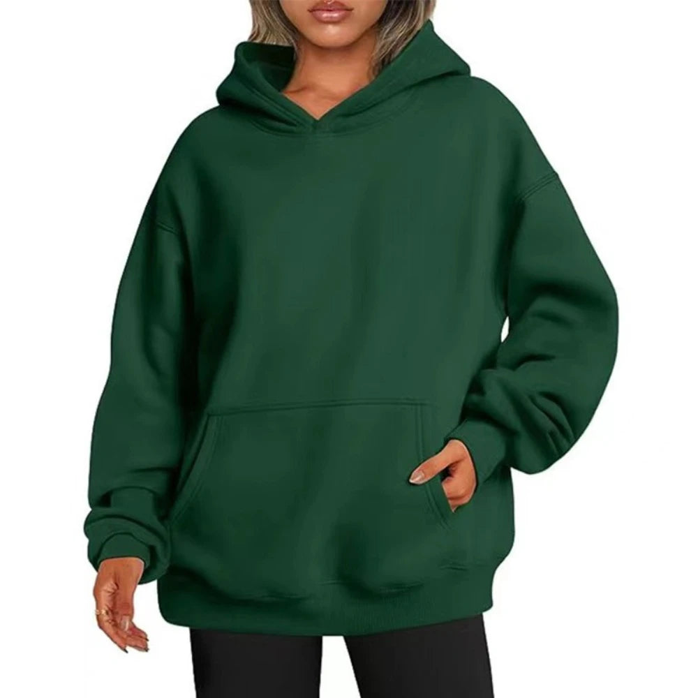 Hip Hop Solid Color Hoody for Female Autumn Fashion Clothing Casual Fleece Pocket Hoodies Multicolor Unisex Women Streetwear