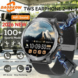 TWS 2-in-1 Smart Watch with Headphones Sports Play Music Bluetooth Headset Call Men Health Monitor NFC Women Smartwatch Earbuds