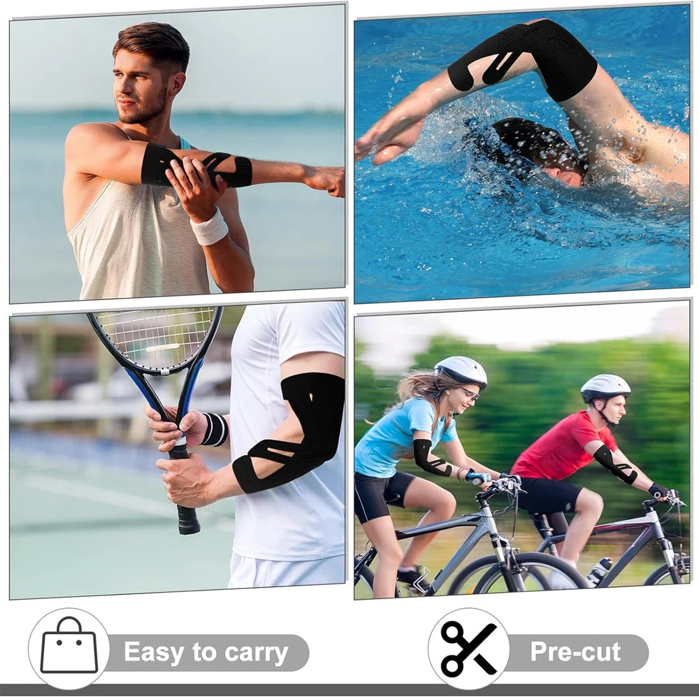 5/10/15/20Pcs Pre-Cut Kinesiology Tape for Elbow, Elbow Tape Athletic LatexTape Free Relief Muscle Support Pain for Sports