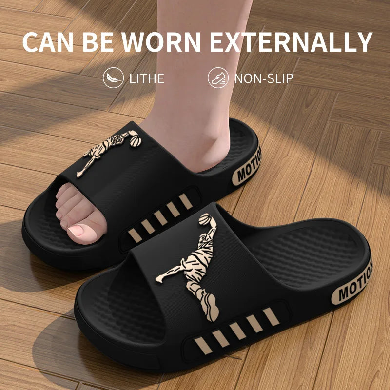 Men's Slippers for Outdoor Wear, Summer Home, Thick Soled Shower, anti Slip Sports, Cool Slippers for Cooldown