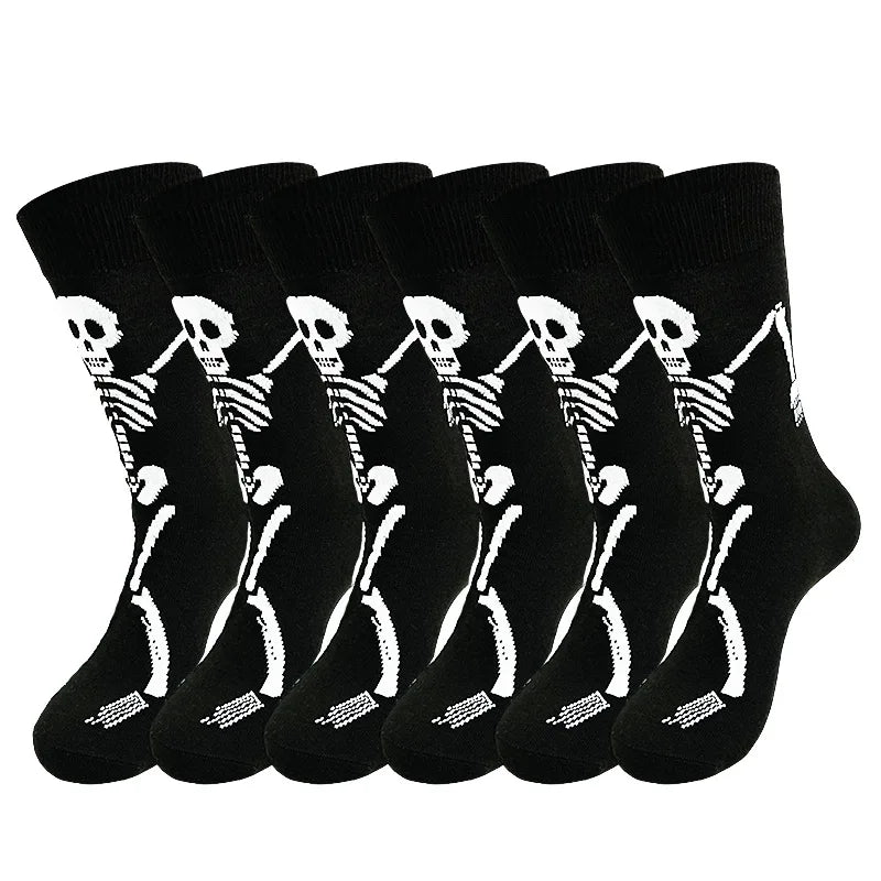 1 Pair Halloween Skeleton Ghost Claw Cartoon Print Casual Socks for Men and Women Mid-Calf Socks Autumn Winter Socks for Girls