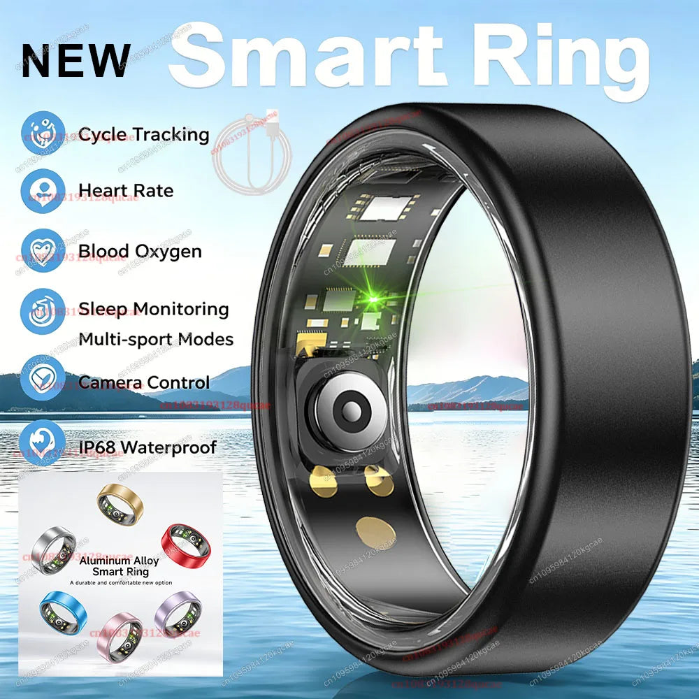 2026 New Smart Ring Heart Rate Blood Pressure Sleep Monitoring Motion Tracking IP68 Waterproof Men Women Smart Ring Holiday Gift