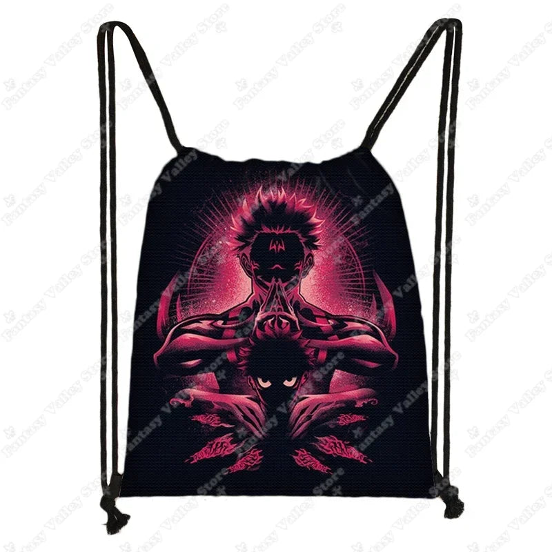 Anime Jujutsu Kaisen Backpacks Gojo Satoru Yuji Itadori Drawstring Bag Harajuku Large Capacity Storage Bags Outdoor Shoulder Bag