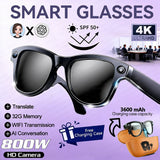 2026 New 800W Camera 3600mAh Portable Charger Smart Glasses 100+language Translation Bluetooth Call Music Player AI Chat Glasses