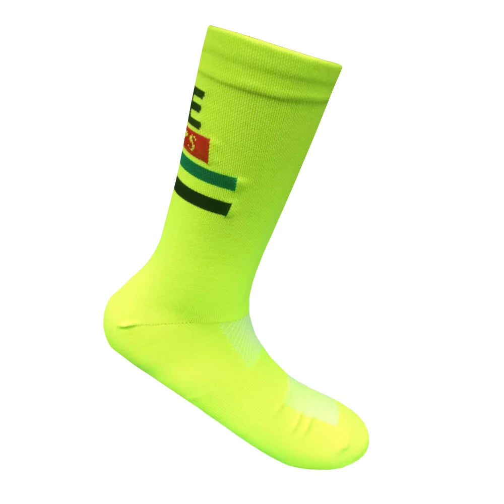 White TREKKING Cycling Socks Non Slip UAE Team Soccer Socks Cushioned Breathable Running Yoga Basketball Bike Sports Grip Socks
