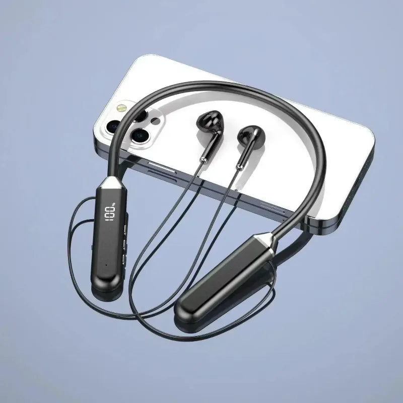Wireless Neckband Earphones Bluetooth 5.3 Headphones Gaming Power Display Headset TWS Earbuds Sport Headset With Mic