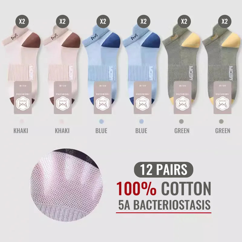 MiiOW 100% Pure Cotton Short Socks Men Ankle Sock Business Dress Ear-lifting Heel Protection Deodorant Antibacterial Sports Sock