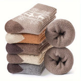 5Pairs Winter Thicken Wool Socks Warm Snow Women Socks Against Cold Middle Tube Outdoor Sports Socks Christmas Elk Socks Gift