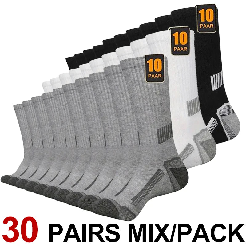 10/30 Pairs Neutral Solid Color Round Neck Socks Spring Summer Sweat Absorbing Breathable Comfortable All-season Sports Socks