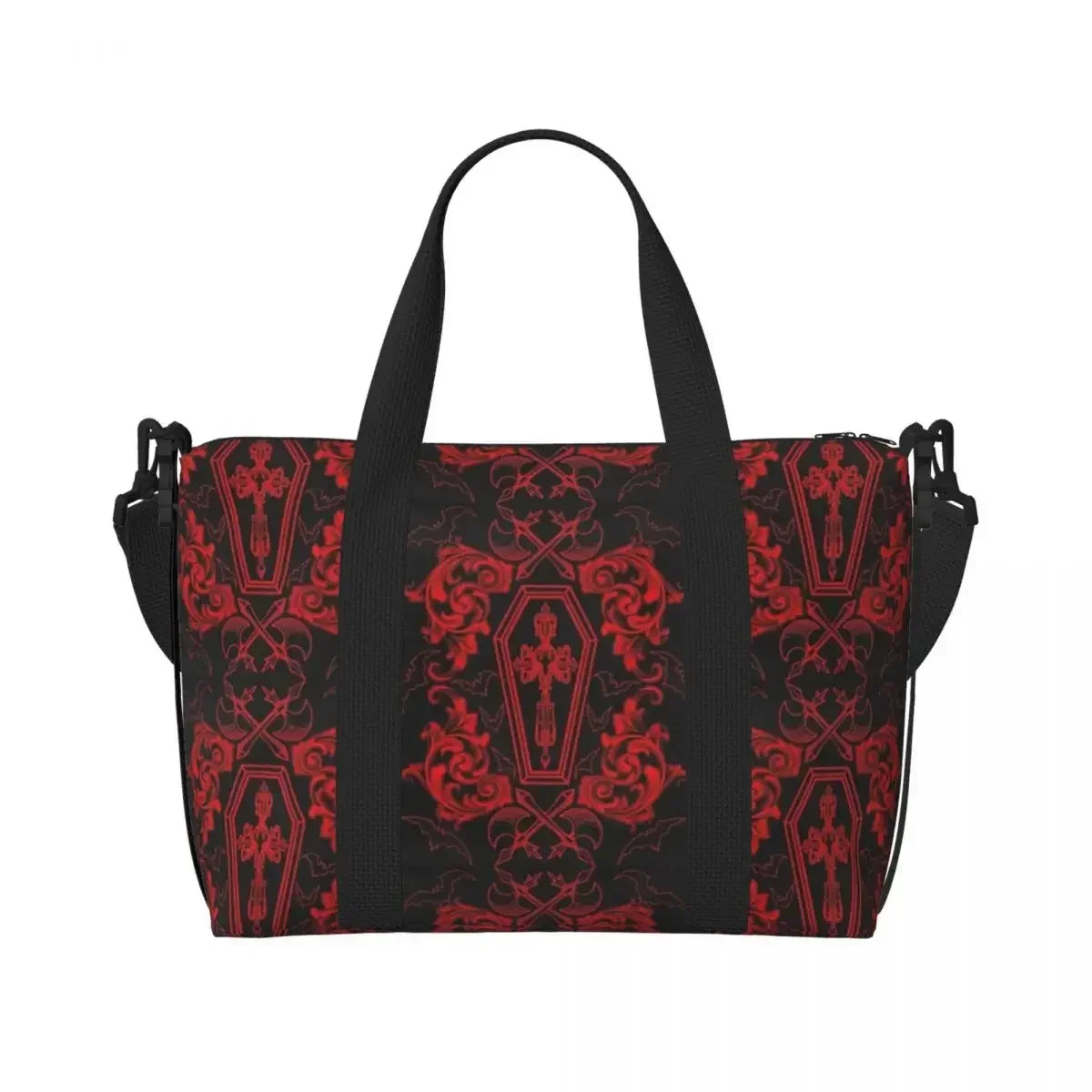 Gothic Vampire Halloween Haunted Mansion Beach Travel Bag Large Capacity Tote Bags for Yoga Women Shopping Duffle Shoulder Bag
