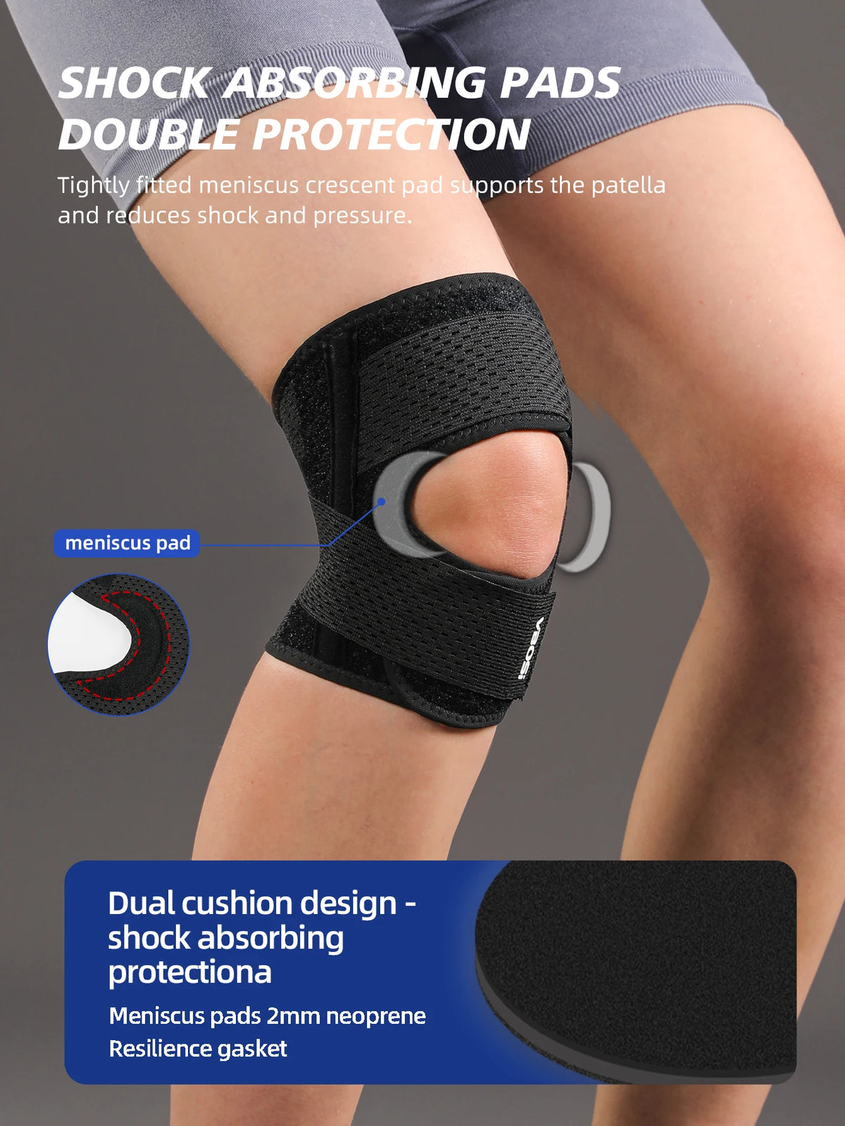 JINGBA SUPPORT 1 Piece Women Men Adjustable Breathable Elastic Lightweight Knee Support with Spring Stays for Basketball Running