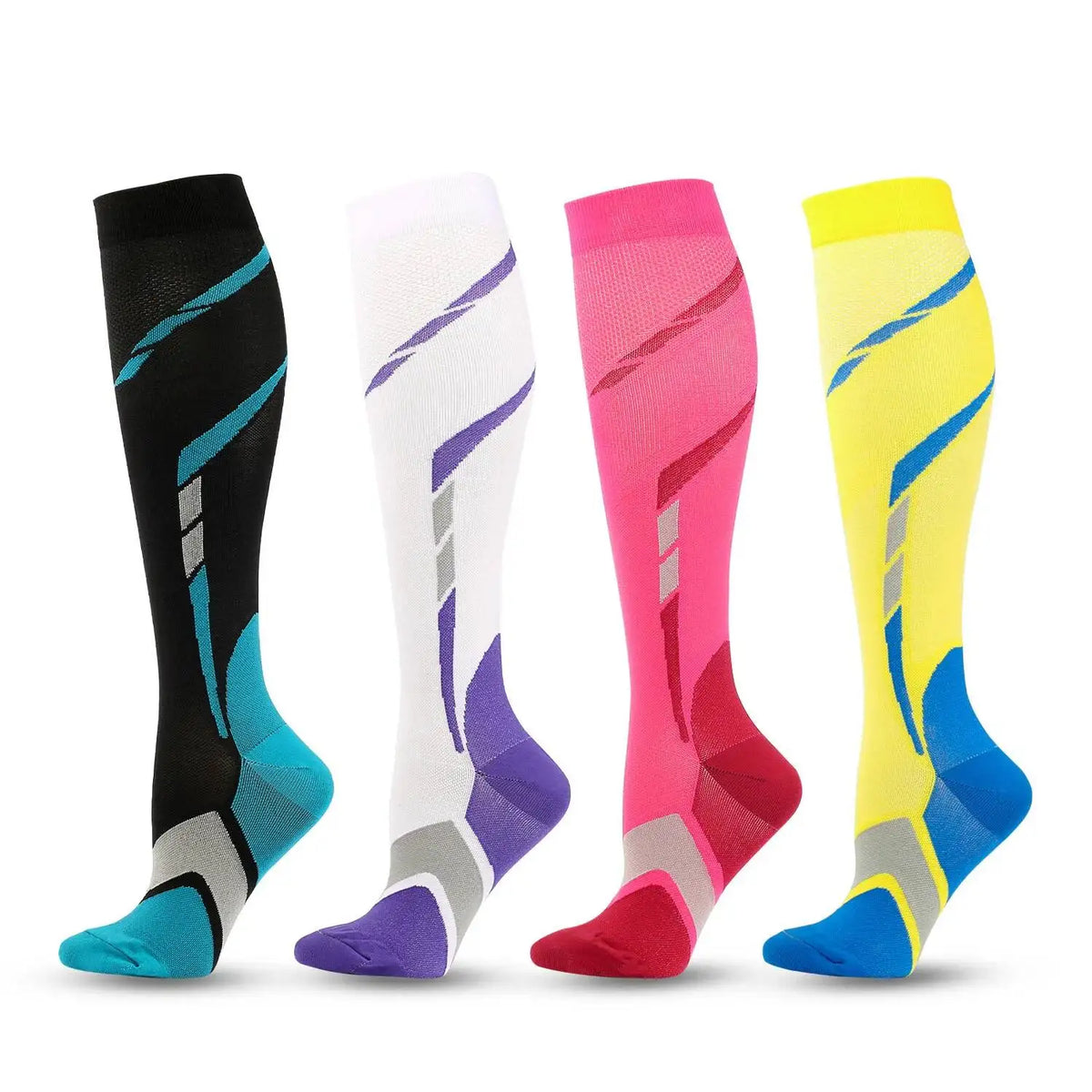 4 Pairs Unisex compress stockings Sports Pressure Socks Multi-color Outdoor Running Compression Socks Marathon Sports Gym Socks