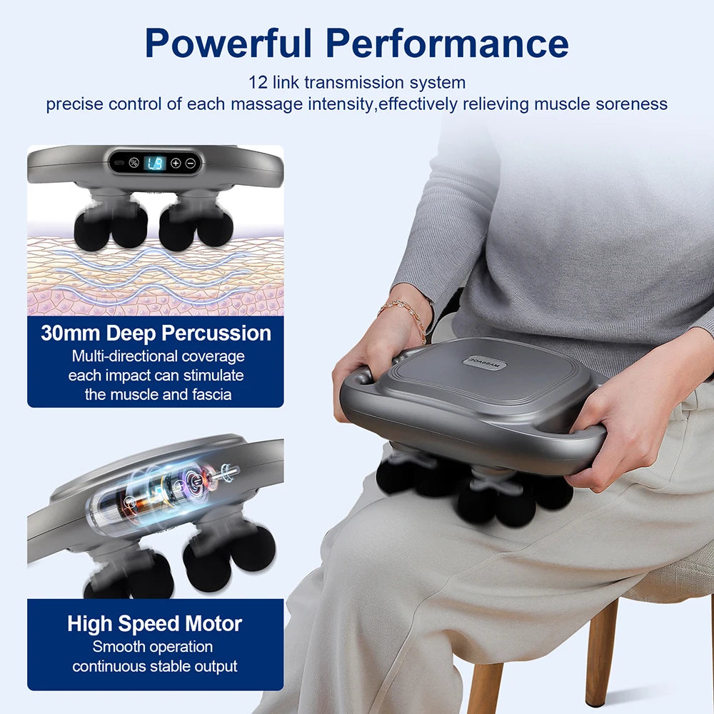 12-Head Fascia Gun High-Frequency Vibration Body Massage Gun Back and Waist Massager Neck Shoulder Massager Muscle masajeador