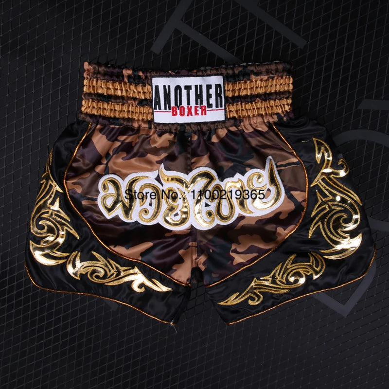 Tiger Muay Thai Shorts Satin Kick Boxing Shorts Mens Women Kids Gym Martial Arts MMA Training Clothes BJJ Fight Kickboxing Pants