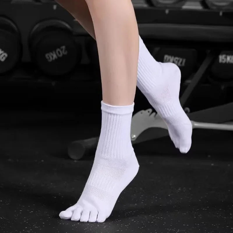 4 Pairs Man Toe Socks Long Sport Plus Large Cotton Compression Mesh Sweat-Absorbing Outdoor Bike Run Hiking Five Finger Sock Boy