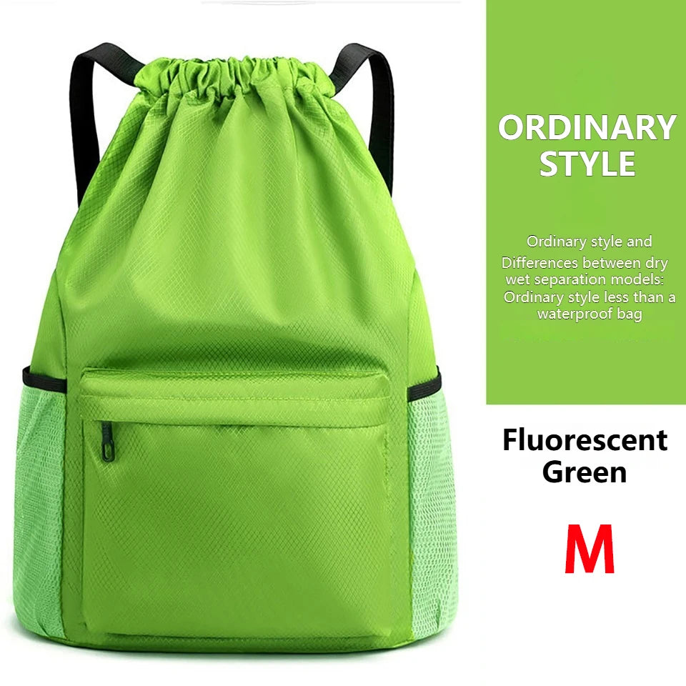 Loogdeel Portable Gym Football Drawstring Bag Quick Drying Large Capacity Oxford Cloth Backpack Solid Color Adjustable Straps