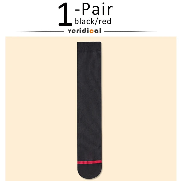 7 Pairs Man Short Silk Socks Business Thin Nylon Striped Breathable Soft Elastic Below Knee Calf Formal Wear Crew Sock Gentleman
