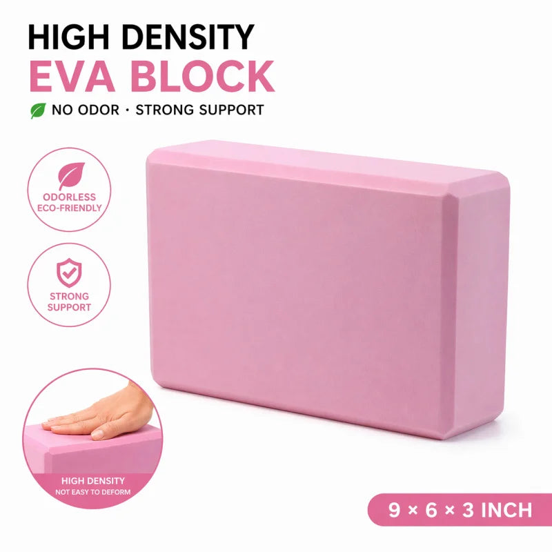 High-Density EVA Yoga Block 100% Odorless Foam Brick Slip-Resistant Firm Support Fitness Prop For Pilates & Deep Stretching