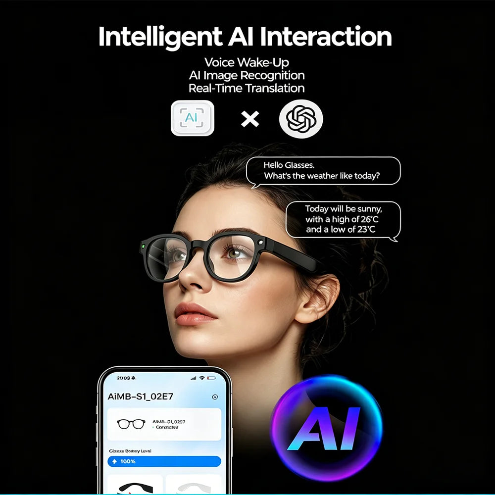 2026 New Upgrade Smart Glasees with Camera Video Recording AI Photo Recognition Bluetooth Call Translation Voice Sunglasses Man