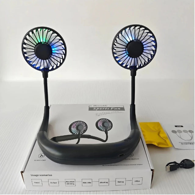 Hands Free Portable Neck Fan Rechargeable Mini USB Personal Fan Battery Operated with 3 Level Air Flow for Sports Travel Outdoor