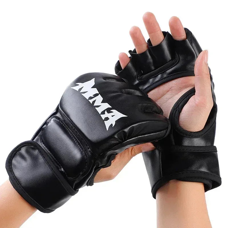 Half Finger Professional Boxing Training Gloves Leather Cushion Adult Sanda Ufc Sparring Knuckl