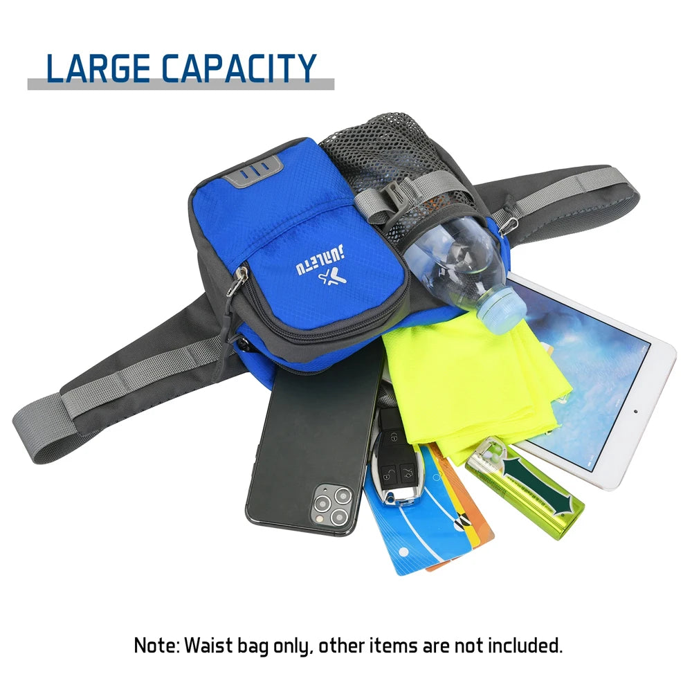 Water-Resistant Adjustable Fanny Pack with Bottle Holder & Multi-Pockets for Hiking, Running, Cycling, Travel, Outdoor