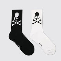 Hip Hop Skateboard Original Design Black White Skull Socks Personality Street Hip Hop Sports Middle Tube Cotton Women's Socks