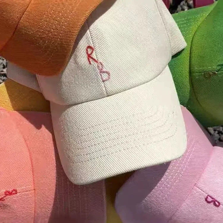 INS Monogram Cotton British Outdoor Sport Baseball Cap for Men Women Hand-Dyed Soft Fabric Dad Hand-Embroidered Letters Hats