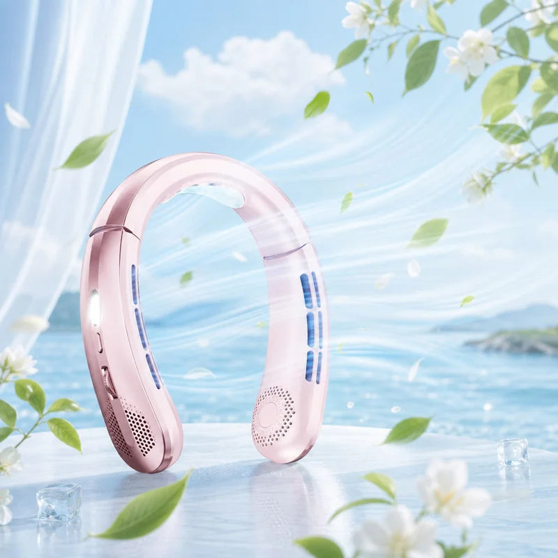 Neck Fan, Lightweight Wearable Fan, Low Noise 5 Speed Hands Free Fan, Hanging Headphone Design Sports Fan for Indoor & Outdoor