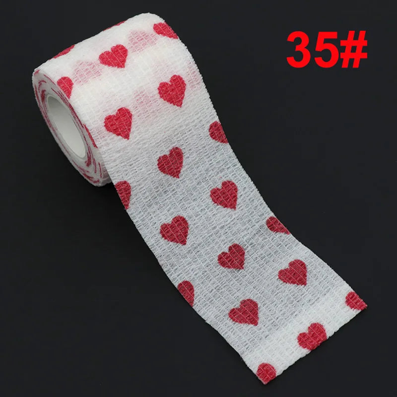 1 Pcs Printed Therapy Elastic Bandage Bands 4.8m Sports Colorful Self Adhesive Wrap Tape for Finger Joint Knee Animal Pet