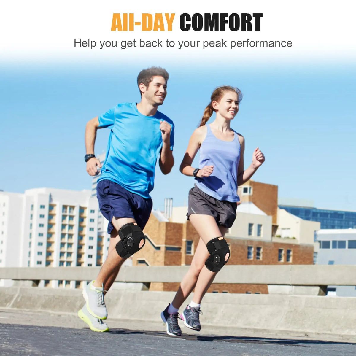 1PC Hinged Knee Brace, Adjustable Knee Support Wrap for Men Women Pain Relief Swelling Strains Sprains ACL and MCL Injuries