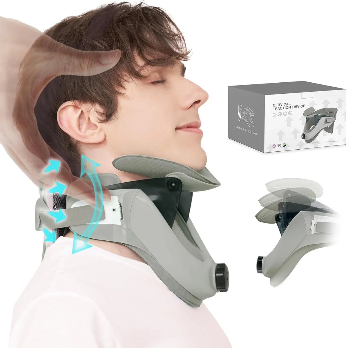Cervical Traction Device Lightweight and Adjustable Neck Brace Support Stretcher with Built-in Airbag for Pain Relief Relaxation
