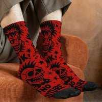 Novel Harajuku retro punk rebellious graffiti style men's socks with exaggerated skull patterns, casual socks for crazy parties.
