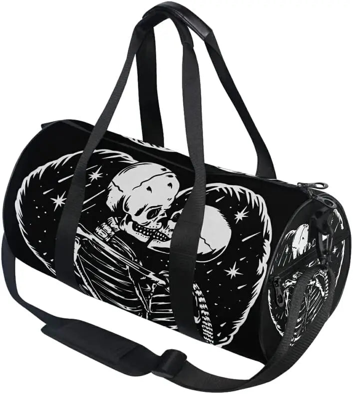 Black Skull Moth Duffel Bags Magic Skulls Sports Gym Bag Travel Luggage Overnight Bags for Men Women Duffel Bags for Traveling