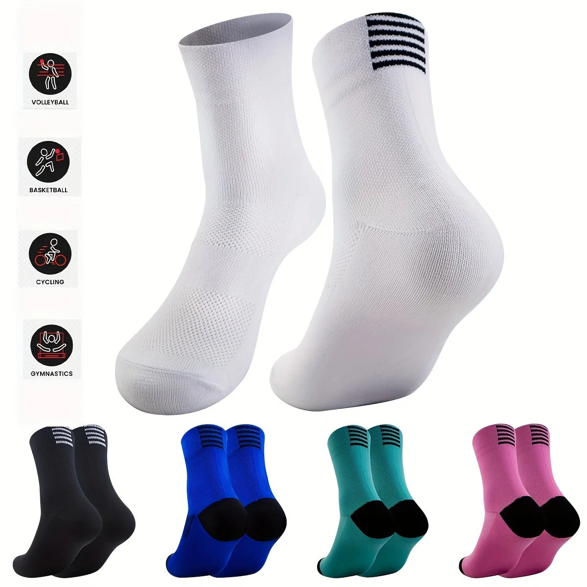 Jing Professional Cycling Socks Tube Men's and Women's Outdoor Sports Quick-Drying Four Seasons Bicycle Socks Running Socks