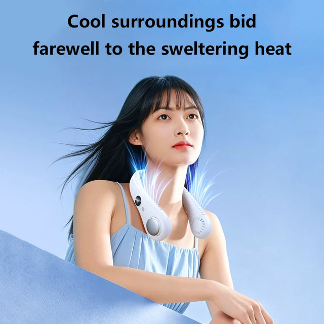 Lenovo Bladeless Neck Fan, Portable USB Rechargeable Hands Free Wearable Cooling Fan Long Battery Life Outdoor Travel Turbo Fan