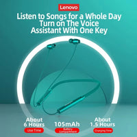 Original Lenovo HE05X Bluetooth 5.0 Sports Neckband Earphones HiFi Stereo Sound Music Headphone Long Battery Life HD Call Earbud